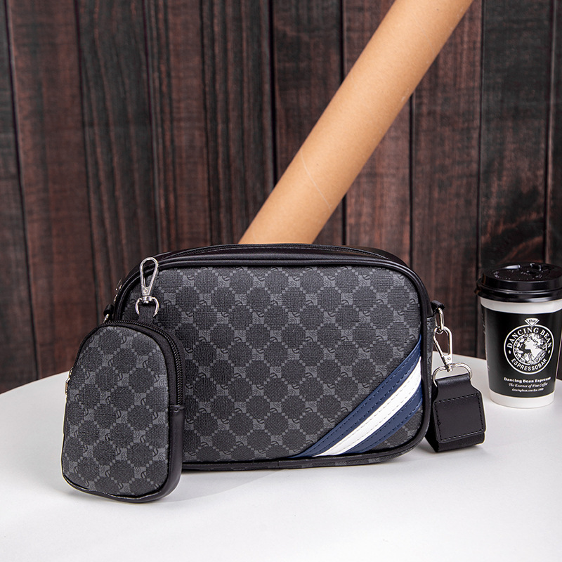 New Blue and White Strip Men's Business Casual Shoulder Bag Crossbody Bag Pattern Trendy Small Backpack Crossbody Men's Bag