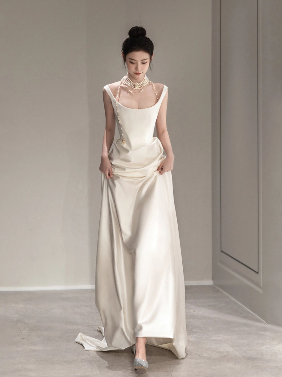 Picture of Satin Light Wedding Dress for Banquet Alice Same Delivery Zhao Ruth Same High-end Bride of Empress Dowager