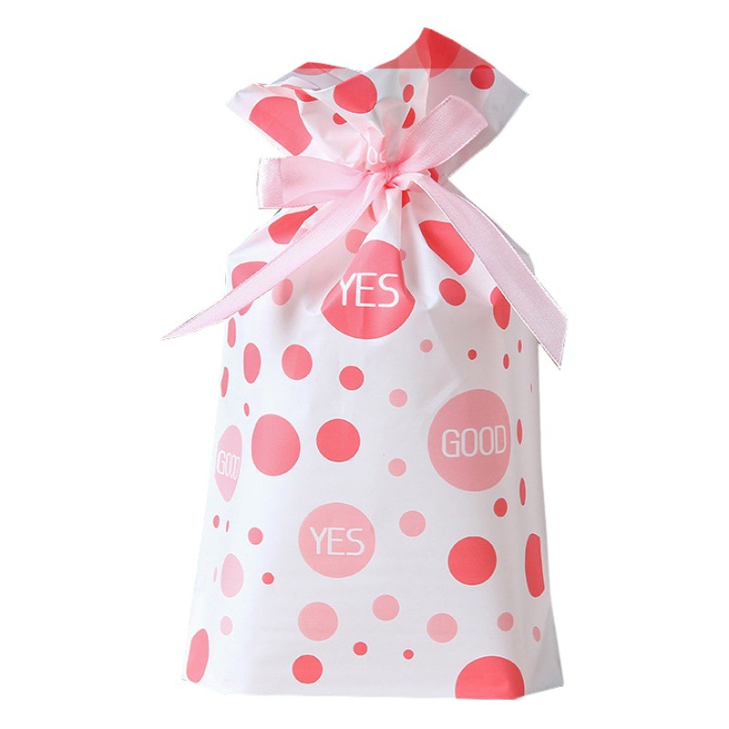 Spot wholesale polka dot ribbon drawstring pocket daily necessities small gift socks Square small jewelry storage packaging bag