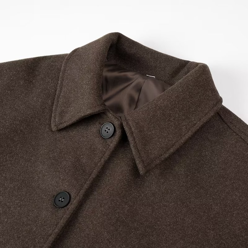 Picture of Spring 2024 new European and American cross-border women's street fashion Brown single-breasted lapel woolen short coat