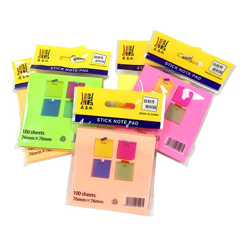 Fluorescent Post-it Notes Simple Tearable Solid Color Note Book Office Notes Note Paper Student N-time Notes