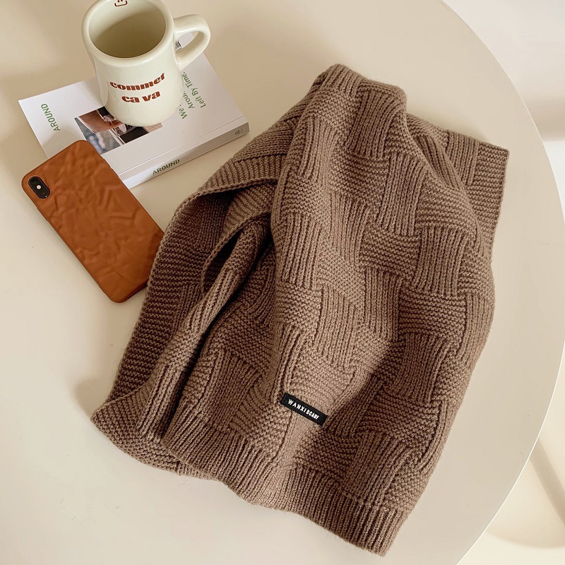Picture of Recommended White Retro Green Scarf Women's Winter Soft Joker Solid Color Wool Korean Style Warm Scarf