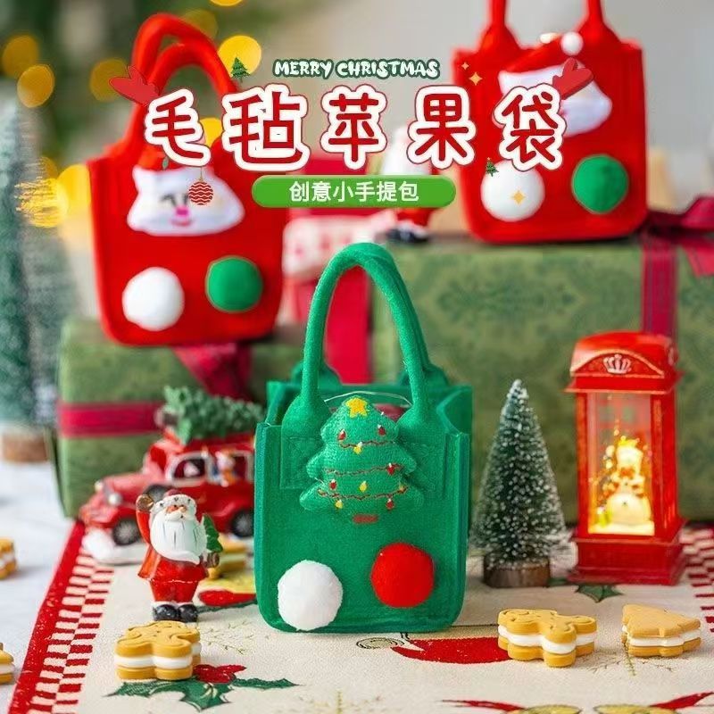 Christmas felt apple bag Christmas Eve gift bag candy tote bag children's creative peace fruit gift box