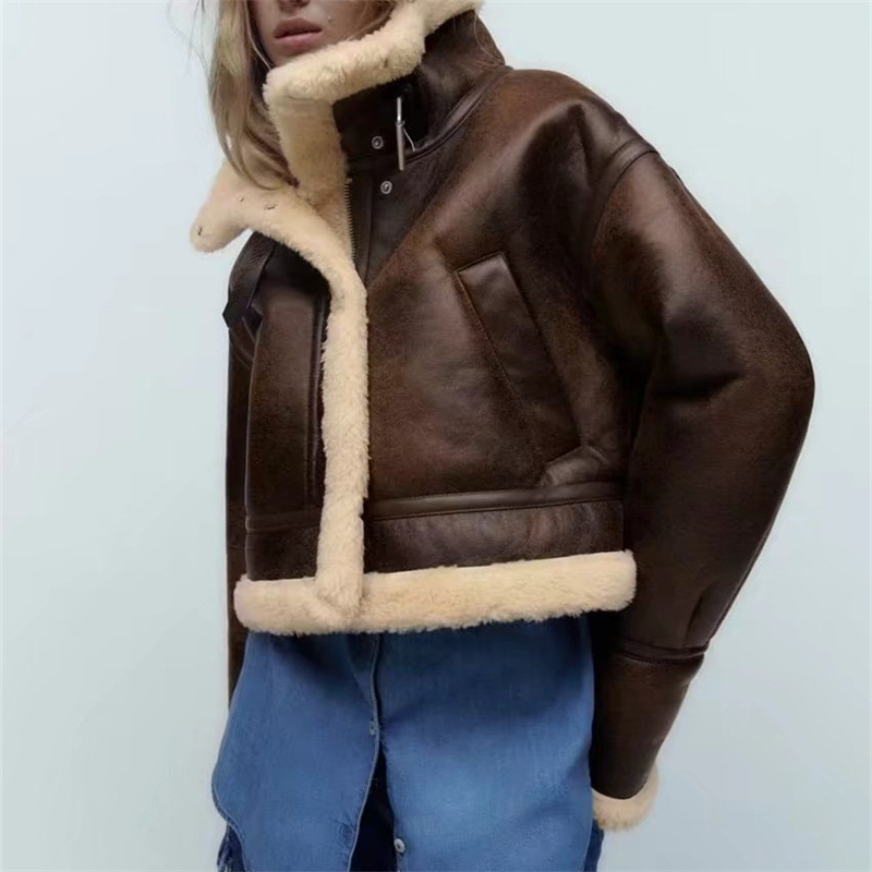 Picture of Cross-Border Export 2022 Winter European and American Style Zaura Women's Fashion Street Lapel Long-Sleeved Double-Sided Jacket