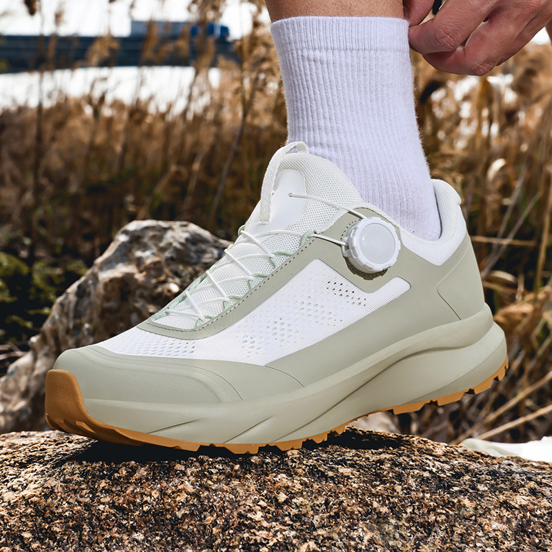 Men's Swivel Button Outdoor Casual Hiking Shoes Non-slip Wear-resistant Breathable Fashion Sports All-match Travel Hiking Shoes