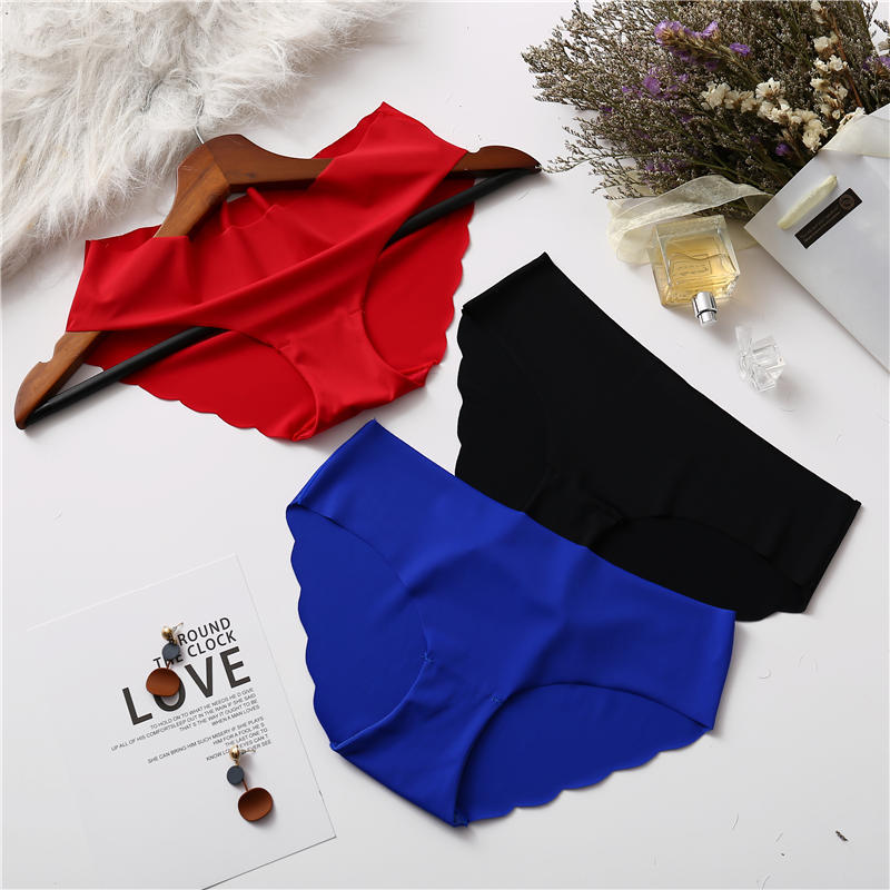 European and American Foreign Trade Sexy Underwear Women's Ice Silk Seamless One-piece Low Waist Plus Size Cotton Crotch Women's Briefs