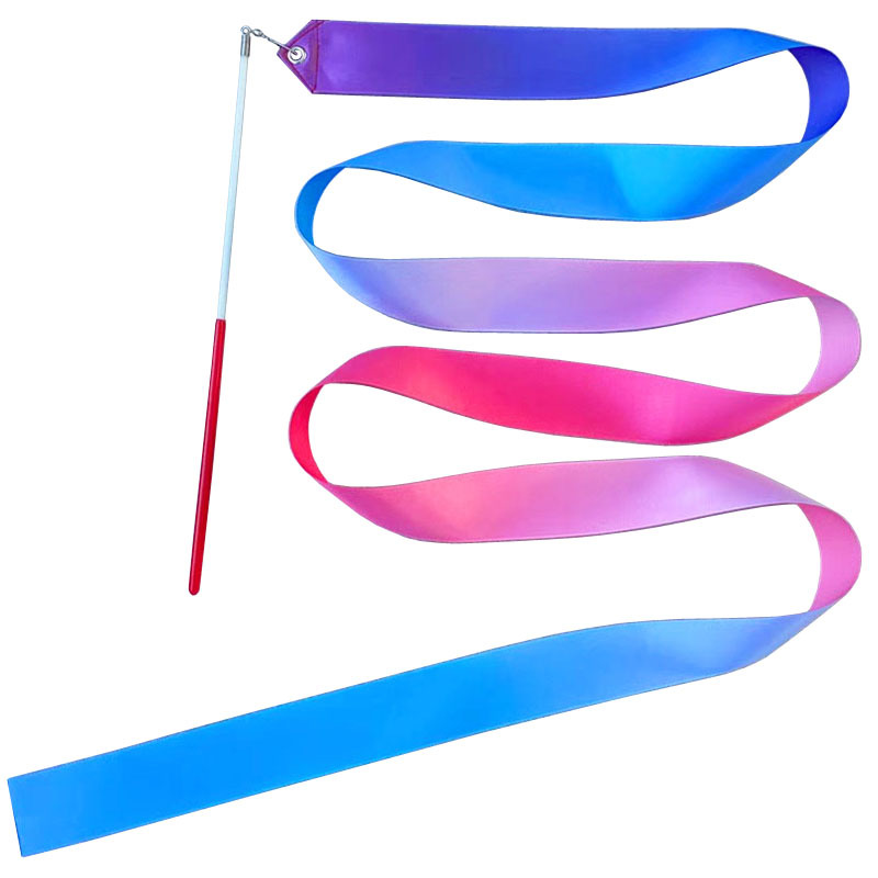 2 beige pink gradient color gymnastics ribbon loop gradient ribbon dance children's toy factory direct sales