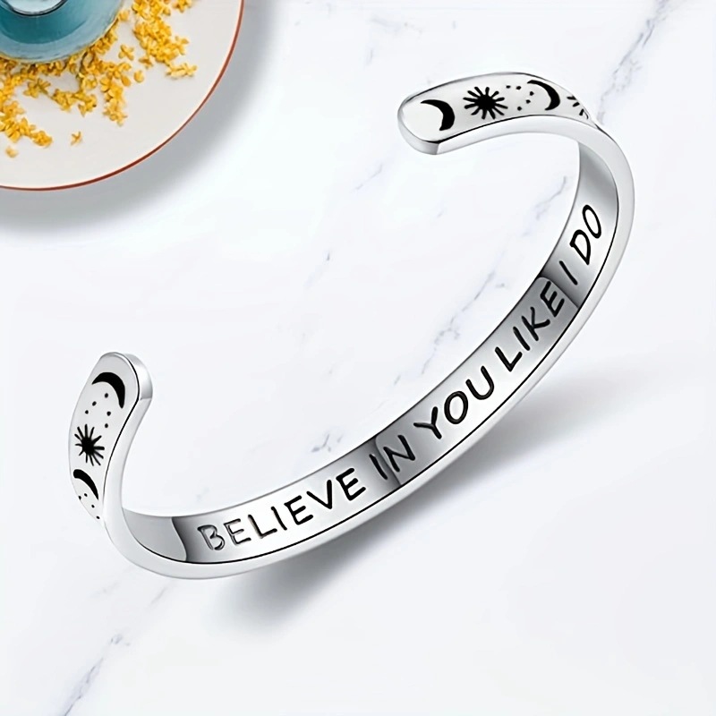 Foreign Trade Open Bracelet Believe in You Like I Do Stainless Steel Inspirational Adjustable Bracelet