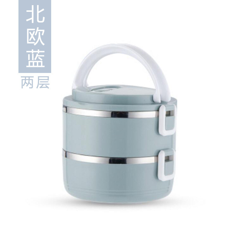 Picture of Stainless Steel Insulated Lunch Box Portable Round Double-Layer Student Lunch Box Multi-Layer Combination Sealed Fresh-Keeping Portable Lunch Box