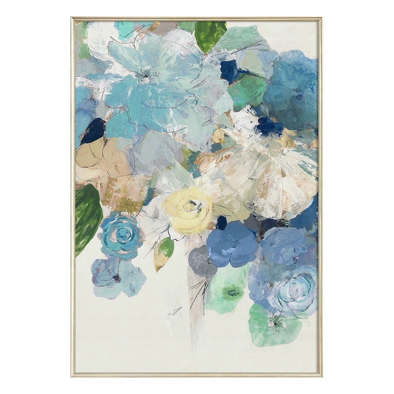 Modern Simple French Style Living Room Decorative Painting American Style Light Luxury Hallway Restaurant Hanging Painting High-end Pure Hand-painted Oil Painting Flowers