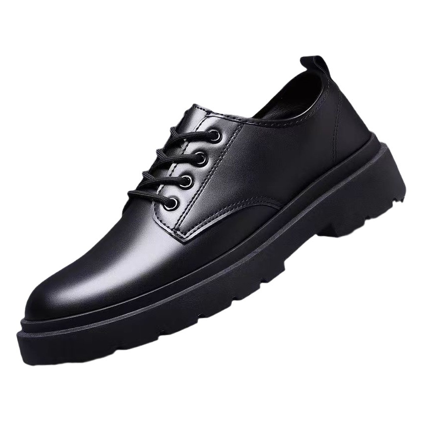 Men's shoes winter New fleece-lined thick warm men's leather shoes British business casual leather shoes boys small leather shoes