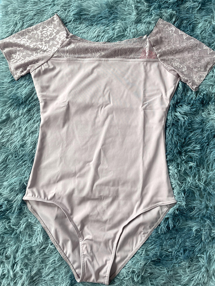 Picture of Adult Ballet Dance Costume Body Practice Clothes Lace Dance Short-sleeved Clothes Gymnastics Foundation Training Practice Clothes suit