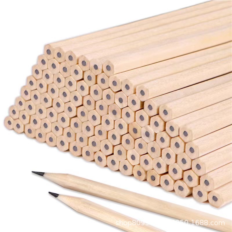 Picture of Hexagonal Rod Log Pencil Safe and Continuous Core Kidsren's Hb Pencil Student Writing Sketch Triangle White Rod Pencil