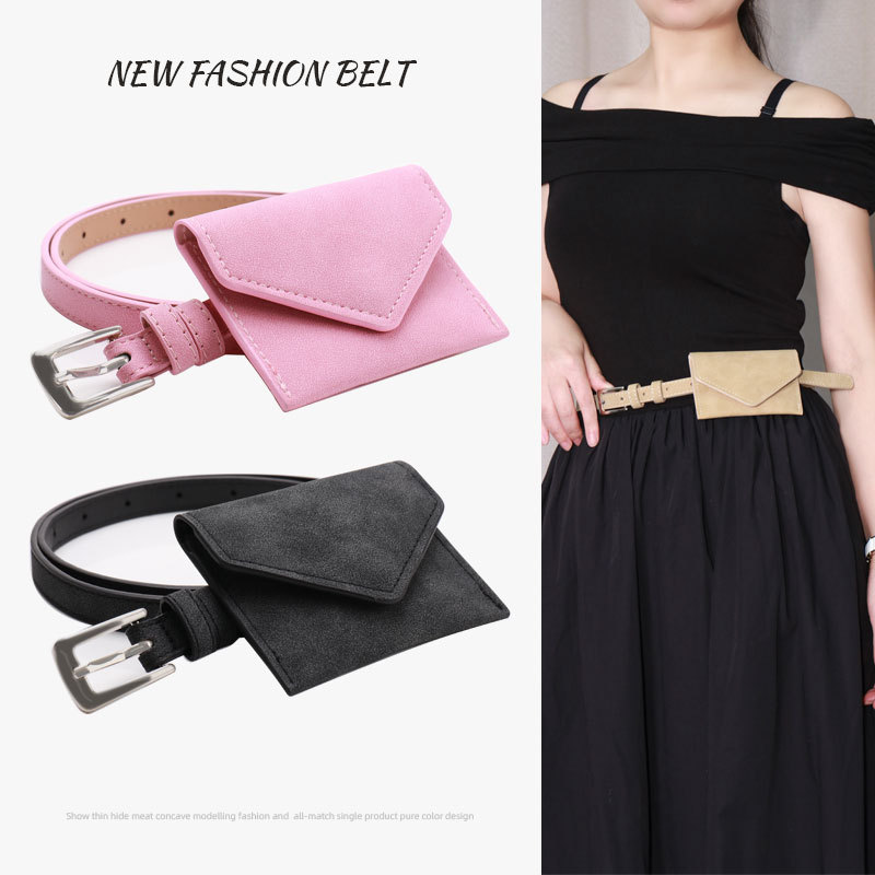 Korean Style Pu Women's Belt Waist Bag Detachable Mini Coin Retro Small Waist Bag Versatile Dress Belt for Women