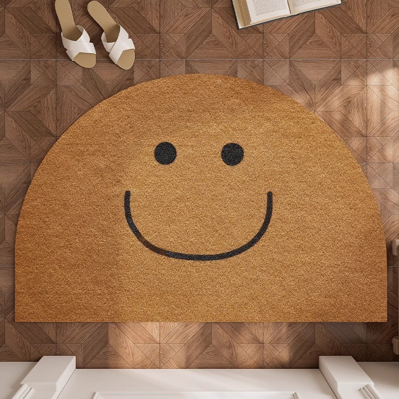 Imitation coconut palm semicircle entrance door mat outdoor entrance door mat brown yellow carpet entry door mat for home