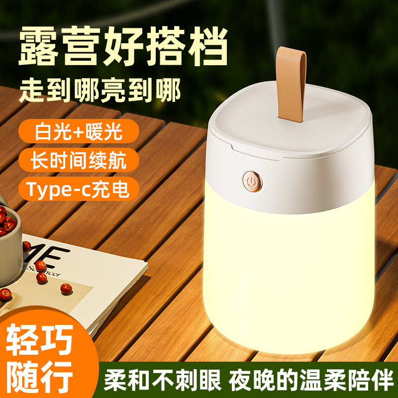 Xinbailu cross-border new nightlight rechargeable bedside lamp sleep lamp stepless dimming lamp camping nightlight