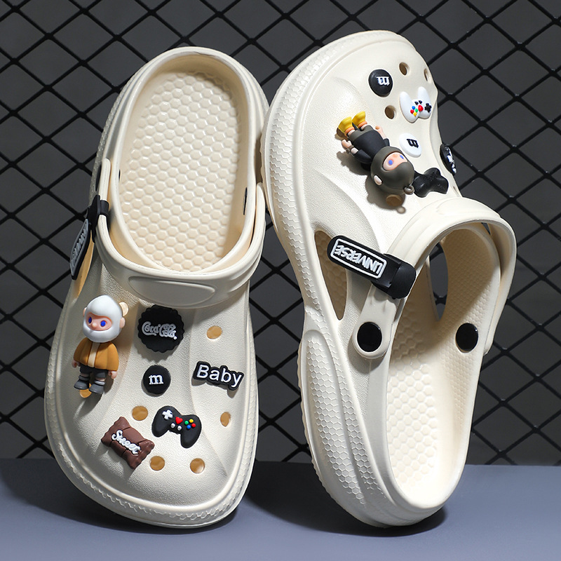 Croc Shoes Men's Summer Outer Wear Non-Slip Toe-Toe Slippers Men's Outdoor Wading Dual-Purpose Beach Sandals