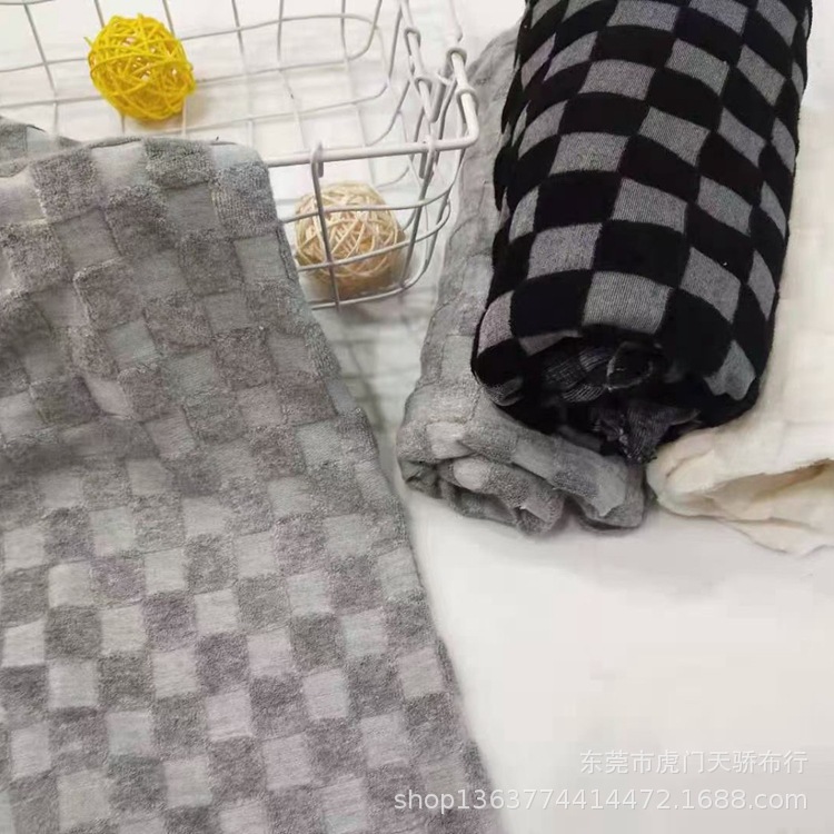 New Supply Knitted Velvet Jacquard Plaid Jacquard Knitted Towel Fabric Plaid Jacquard Fabric