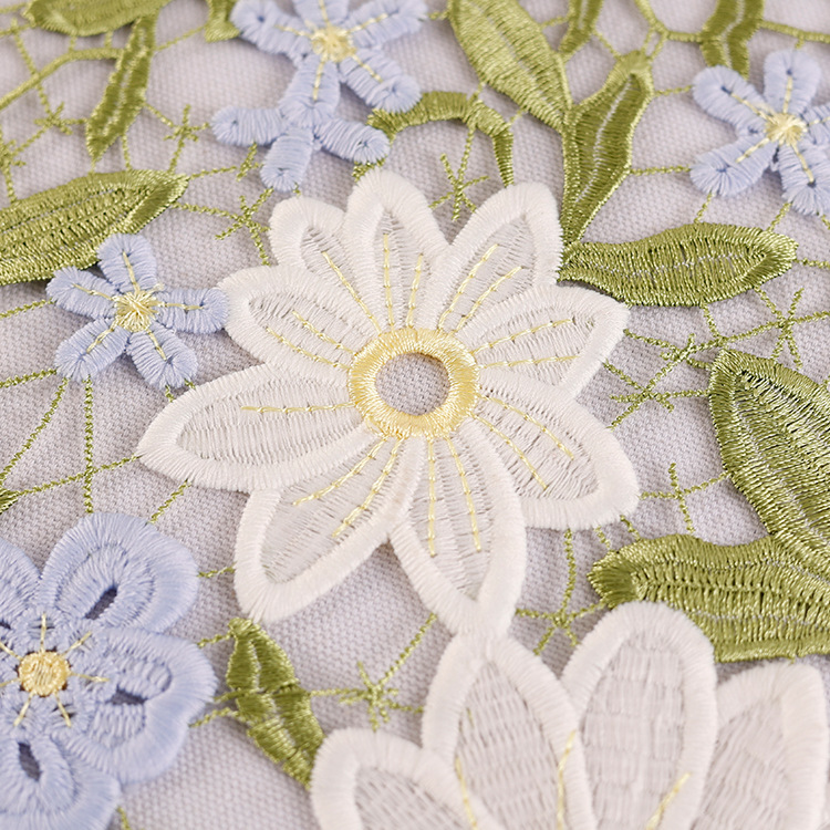 Picture of Spot Spring and Summer Three Color Water Hibiscus Water Soluble Embroidery Hollow Carved Fashion Clothes Group Dress Fabric