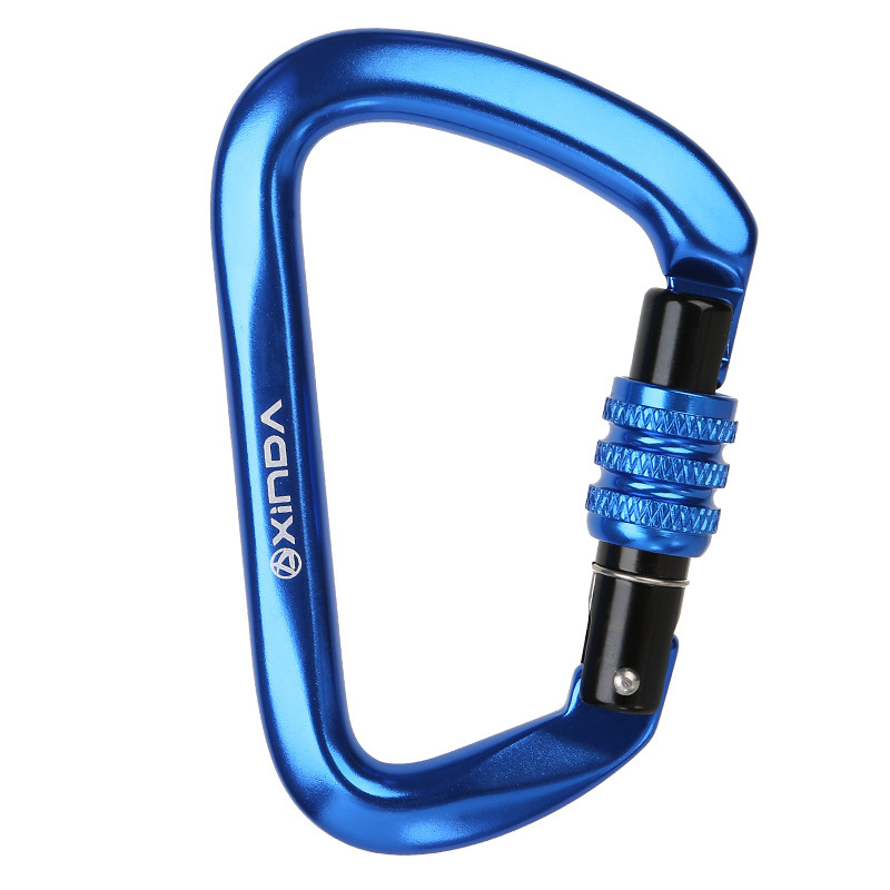 Picture of Aluminum alloy main lock outdoor rock climbing main lock D-type screw buckle lock safety lock buckle mountaineering buckle equipment high-altitude yoga