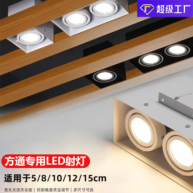 Manufacturer LED Aluminum Square Passlight Commercial Store Square Single and Double Head Spotlight Super Bright Cob Grille Courage Downlight