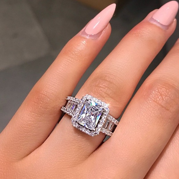 Sanjie Powerful Factory European and American Boutique Ring Zircon Engagement Wedding Ring Women's Party Accessories Jewelry