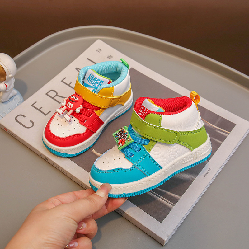 Children's sneaker Girls 2024 New Spring and Autumn Mandarin Duck Color-matching Breathable High-top Board Shoes Boys Baby Casual Shoes