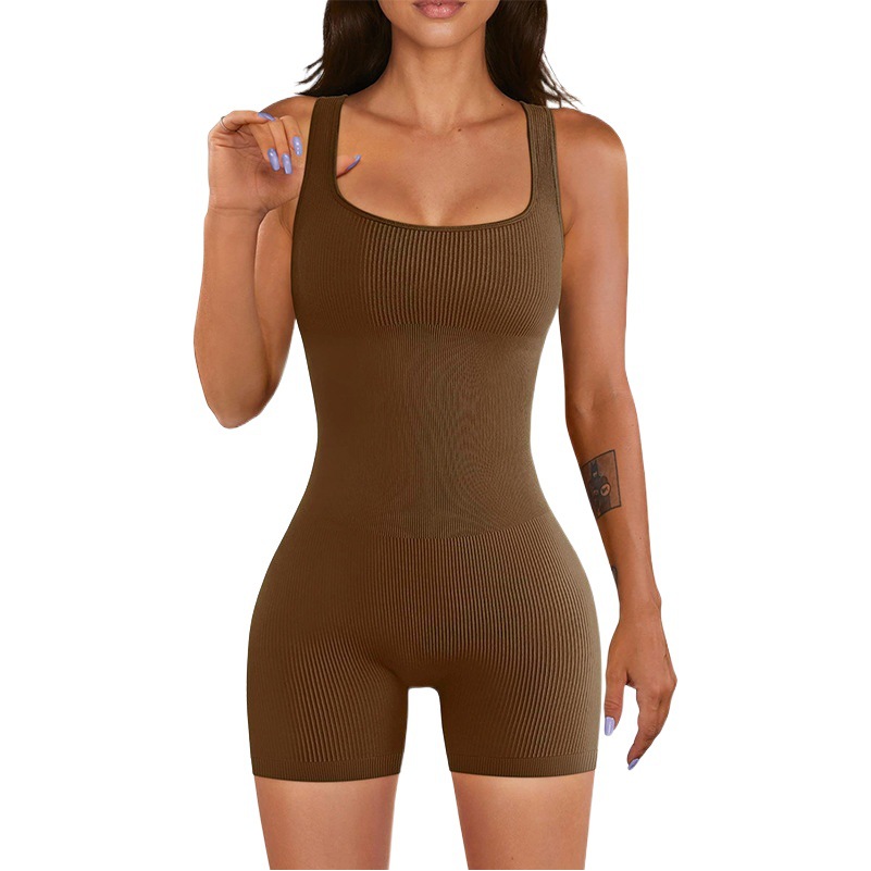 European and American one-piece yoga clothes fitness clothes thread jumpsuit shorts women's seamless sports yoga jumpsuit bodysuit