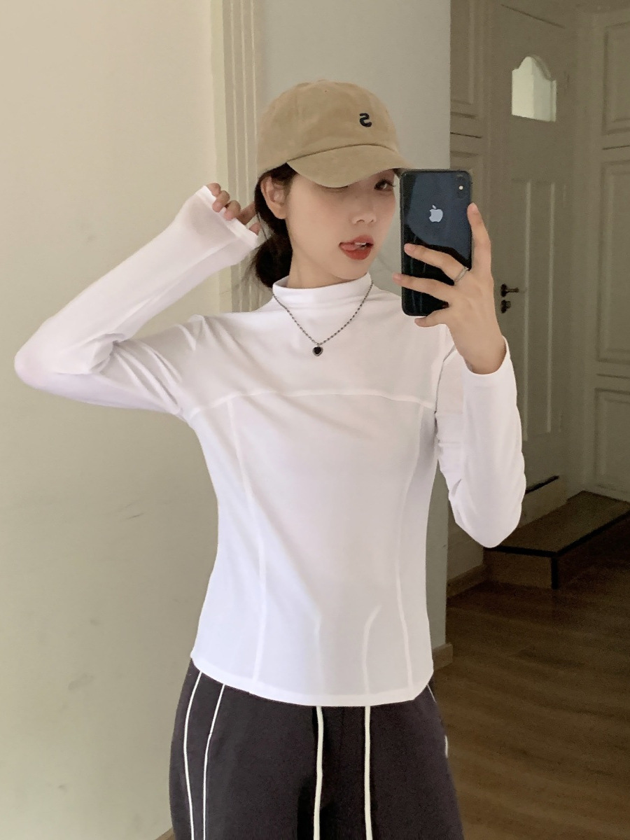 Mid-Collar Double-Sided Velvet Base Shirt Women's Inner Wearing Autumn and Winter New Women's Warm Half-High Collar Foreign Style Top