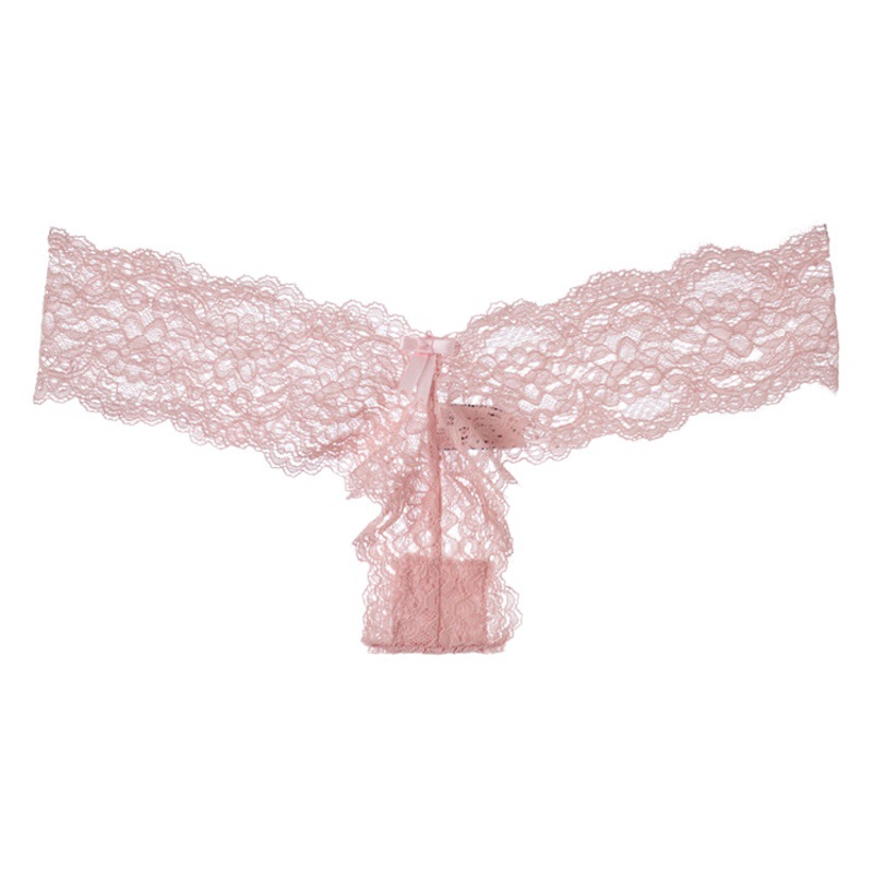 Fengyun 2025 Light Mature Sexy Lace Bow Cut Out Transparent Skin-Friendly Low-Waist Seamless Thong for Women