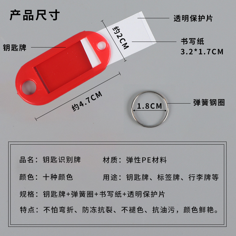 Picture of PP key card plastic number can be written pendant listing Hotel Hotel label classification card key card key chain