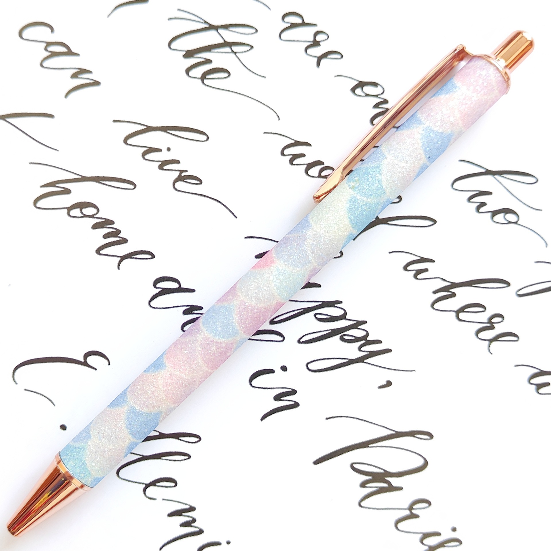 Picture of Press ball pen spot wholesale gold pink press pen creative rainbow PU foreskin gift advertising