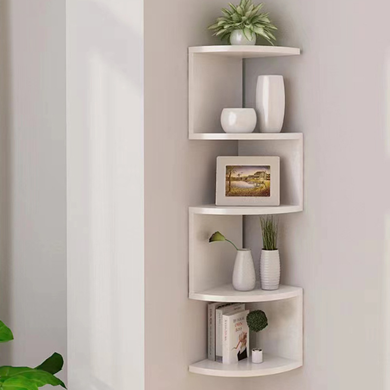 Wall shelf creative home wall corner triangle shelf wall hanging 5-layer semicircle partition wall corner bookshelf