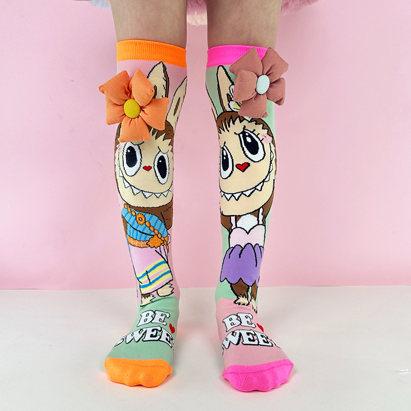 Picture of Cross-Border European and American Popular Labubu Cartoon Socks Rabbit Ears Unicorn Children's Stockings Funny Trendy Socks