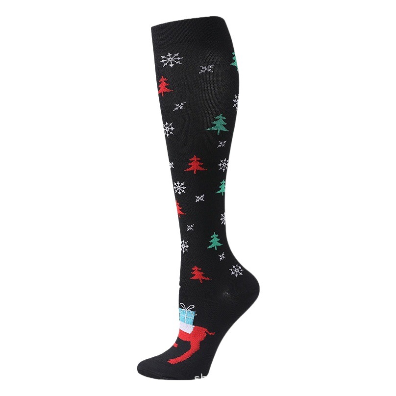 Cross-Border Christmas Compression Socks New Sports Pressure Socks Calf Socks Slimming Elastic Socks Leg Protection Sports Socks