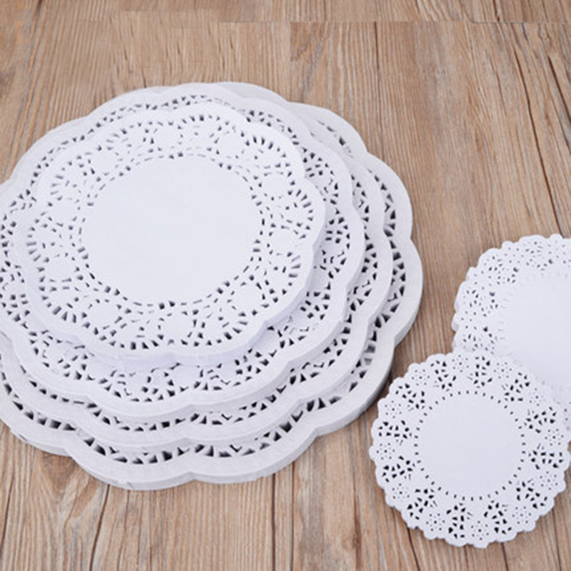 Manufacturer Wholesale Cake Flower Base Paper Round Oil-Absorbing Paper Perforated Paper Lace Paper 100 Sheets/Pack Baking Source Factory