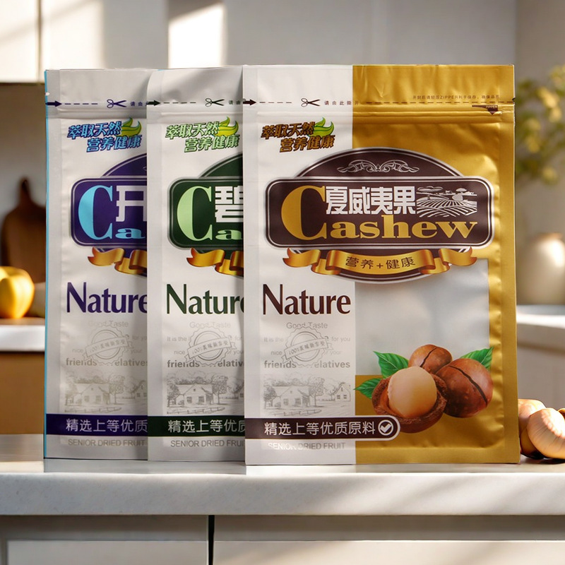 Pistachio packing bag bigenguo Hawaii fruit self-sealing zipper aluminum foil transparent fried goods bag 500g 1kg pack