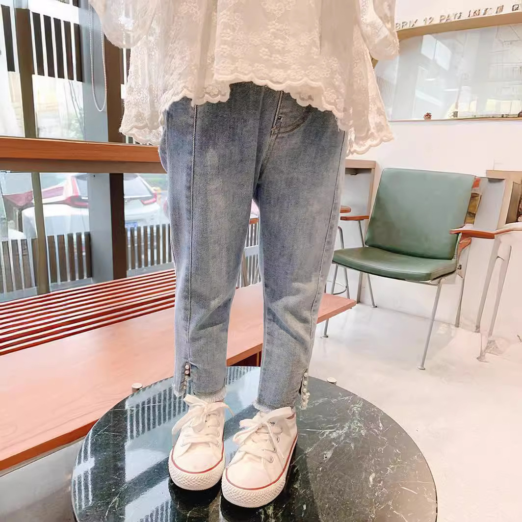 Picture of Girls' Small-Foot Jeans 2025 Spring & Fall New Korean Style Kidsren's Style Casual Pants Little Girls Versatile Long Pants