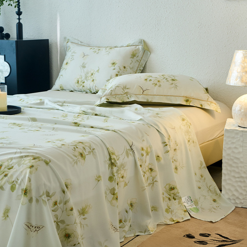 Class A 60-piece Tencel sheets single-piece single-person sheets dormitory ice silk summer orchid essence lyocell cool feeling double