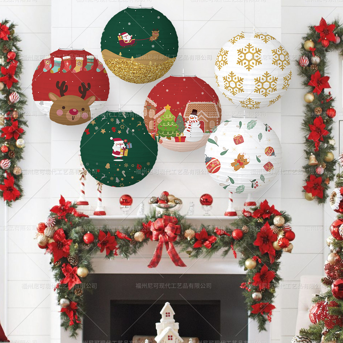 Picture of Cross-Border New Product Christmas Paper Lanterns Christmas Theme Christmas Eve Party Elk Snowman Lantern Decoration Supplies