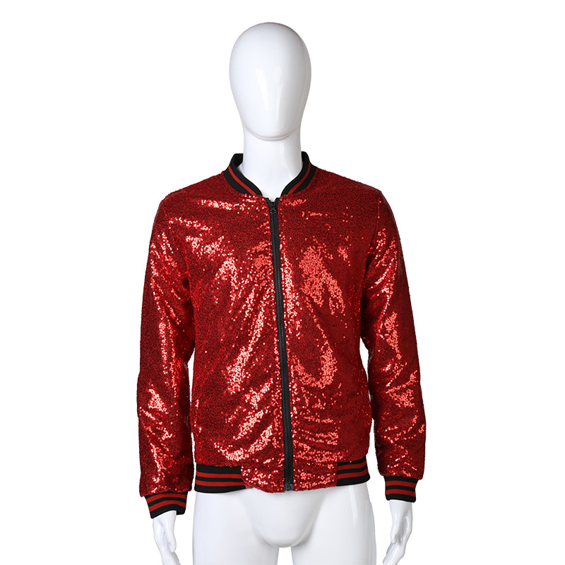 Picture of Foreign Trade Men's plus size Amazon AliExpress Loose Sequin Dance Clothes Zipper Cardigan Jacket Selling Explosions