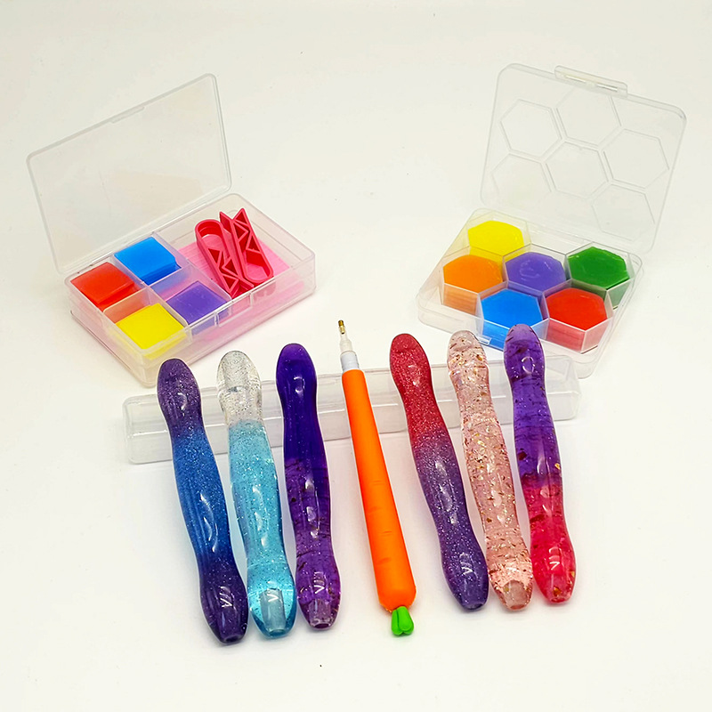 Diamond painting new elbow point drill pen color DIY square drill metal alloy pen head round drill stick drill tool suit