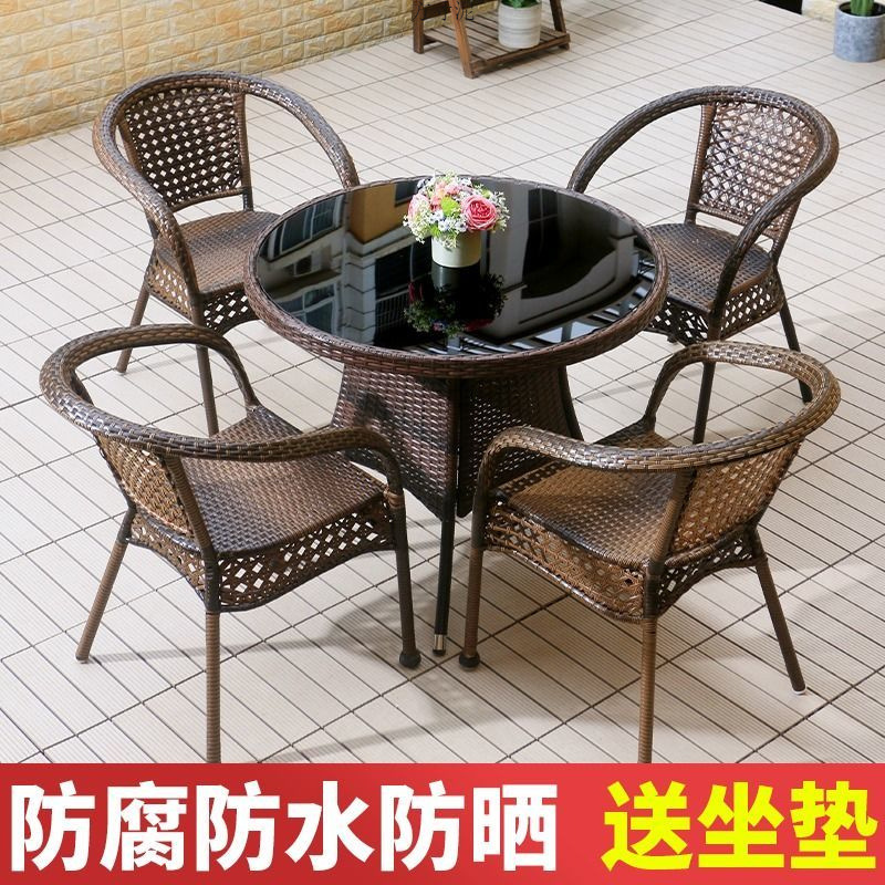 Outdoor Rattan Chair Single Backrest Chair Modern Woven Casual Home Balcony Elderly Courtyard Outdoor Armrest Chair