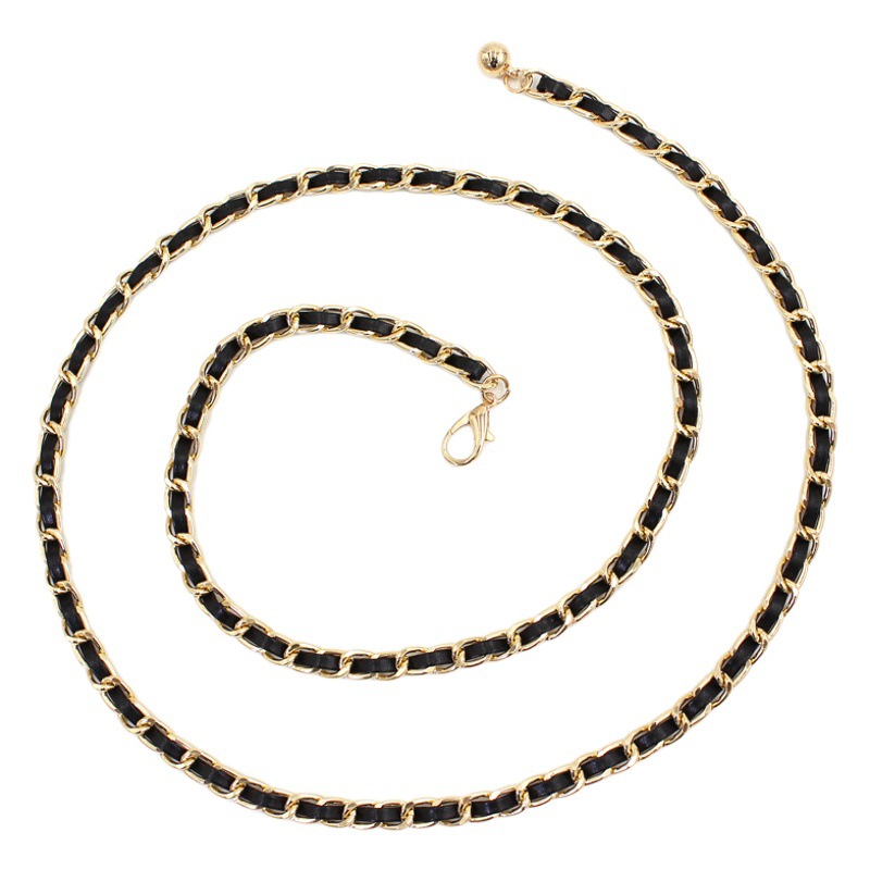 Small fragrant wind round pendant waist chain women's dress decorative suit belt wearing PU chain a generation of hair