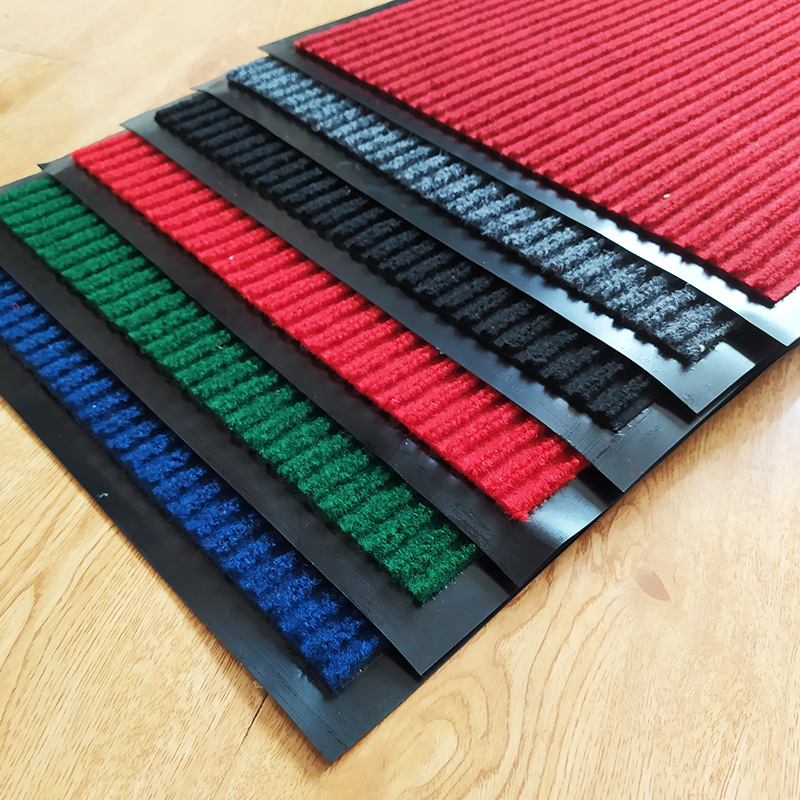Door Mat Restroom Carpet Polypropylene PVC Mat Water Absorbent Rubber Double Stripe Carpet Disinfection Mat Cross Border