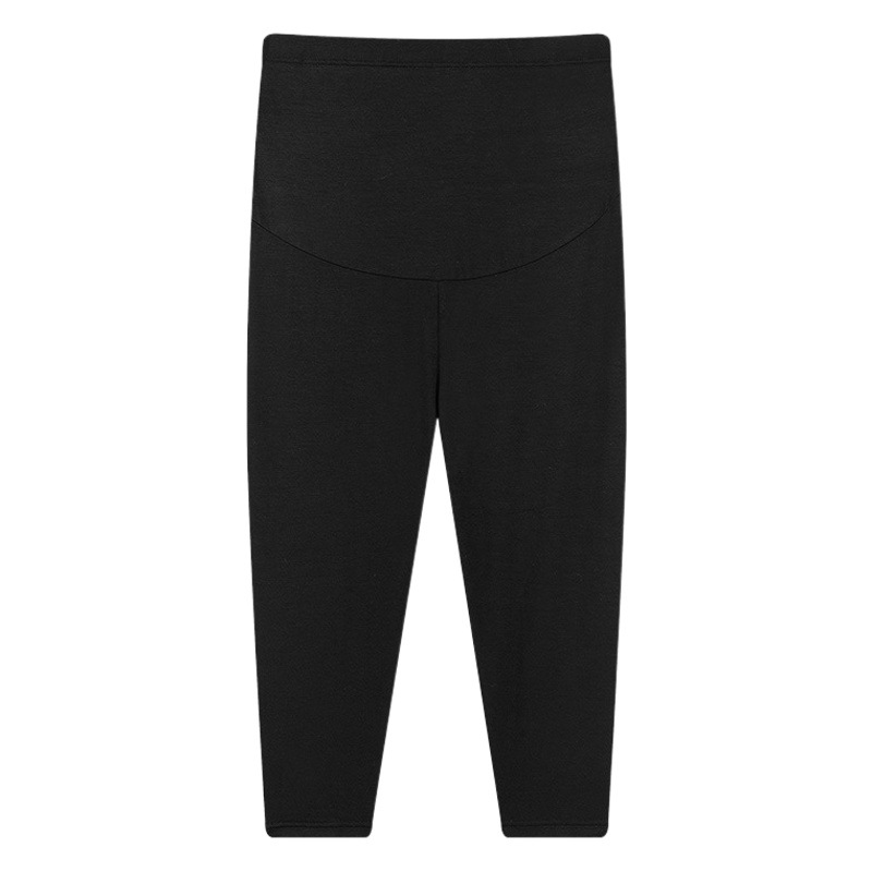 in stock Spring and Summer Maternity Mid-length Pants Solid Color Slim-fit Stretch Leggings High Waist Abdomen-supporting Adjustable Capri Pants