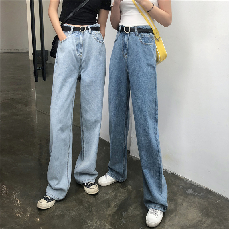Picture of Korean version of jeans women's summer and autumn 2022 new high waist loose straight tube drape casual chubby girl wide leg pants tide