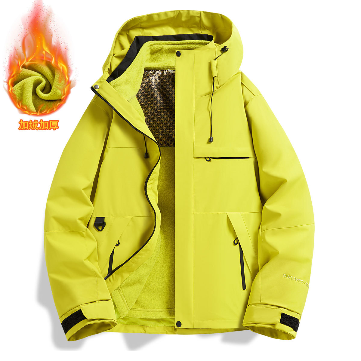 Graphene silver fox fleece 3-in-1 outdoor jacket windproof waterproof couple hiking suit winter warm jacket