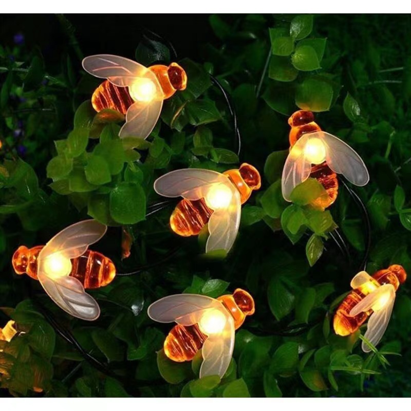 Led Solar Powered Little Bee String Lights for Garden Outdoor Waterproof Courtyard Scenic Area Christmas Tree Long-Lasting Waterproof