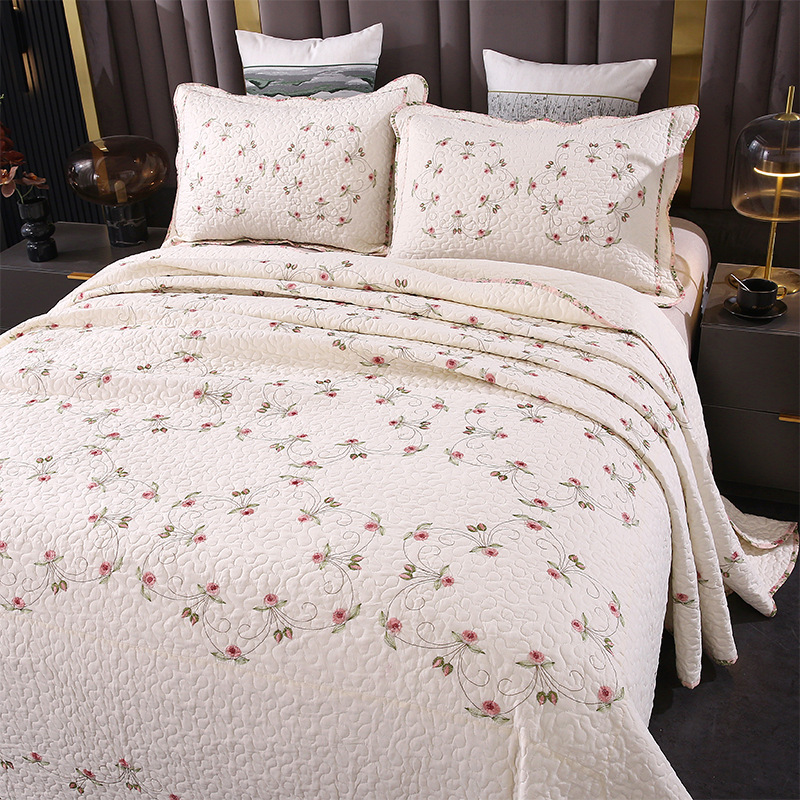 Picture of Four Seasons Double-Sided Pure Cotton Sand-Washed Embroidered Printed Bed Cover Three-Piece Quilted Tatami Mattress Non-Slip Pure Cotton Bed Sheetss